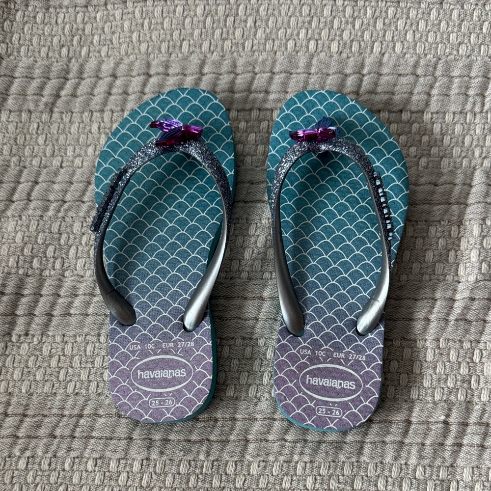 Havaianas Teal and Violet mermaid Flip Flops